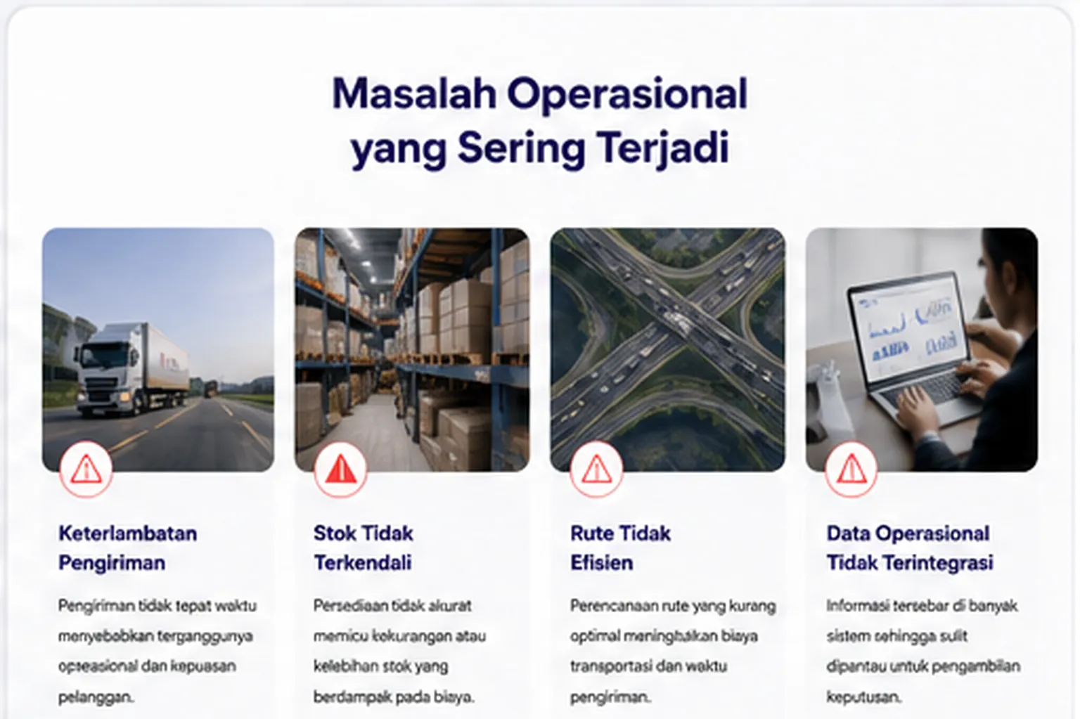 Visual masalah operasional logistik yang sering terjadi
