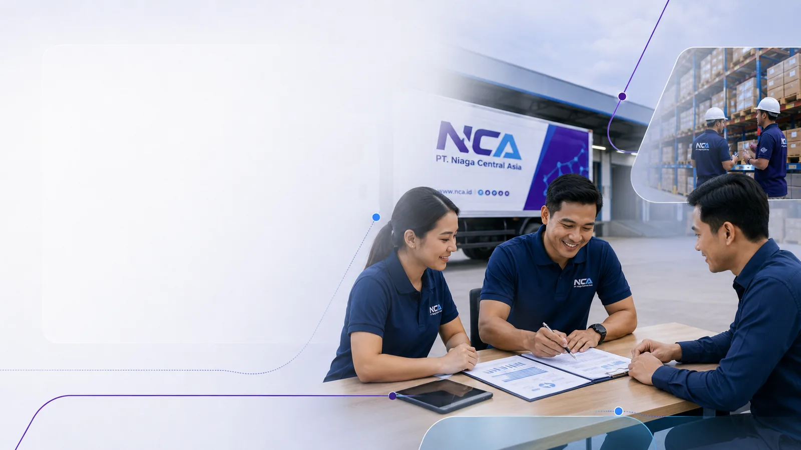 Tim PT Niaga Central Asia berdiskusi mengenai kebutuhan operasional logistik