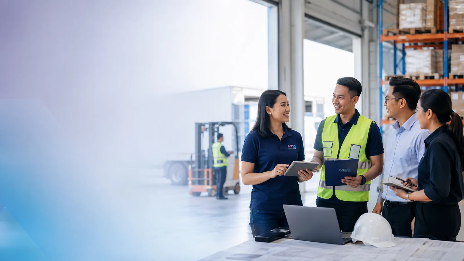 Kolaborasi profesional antara tim PT Niaga Central Asia dan calon mitra operasional di lingkungan logistik